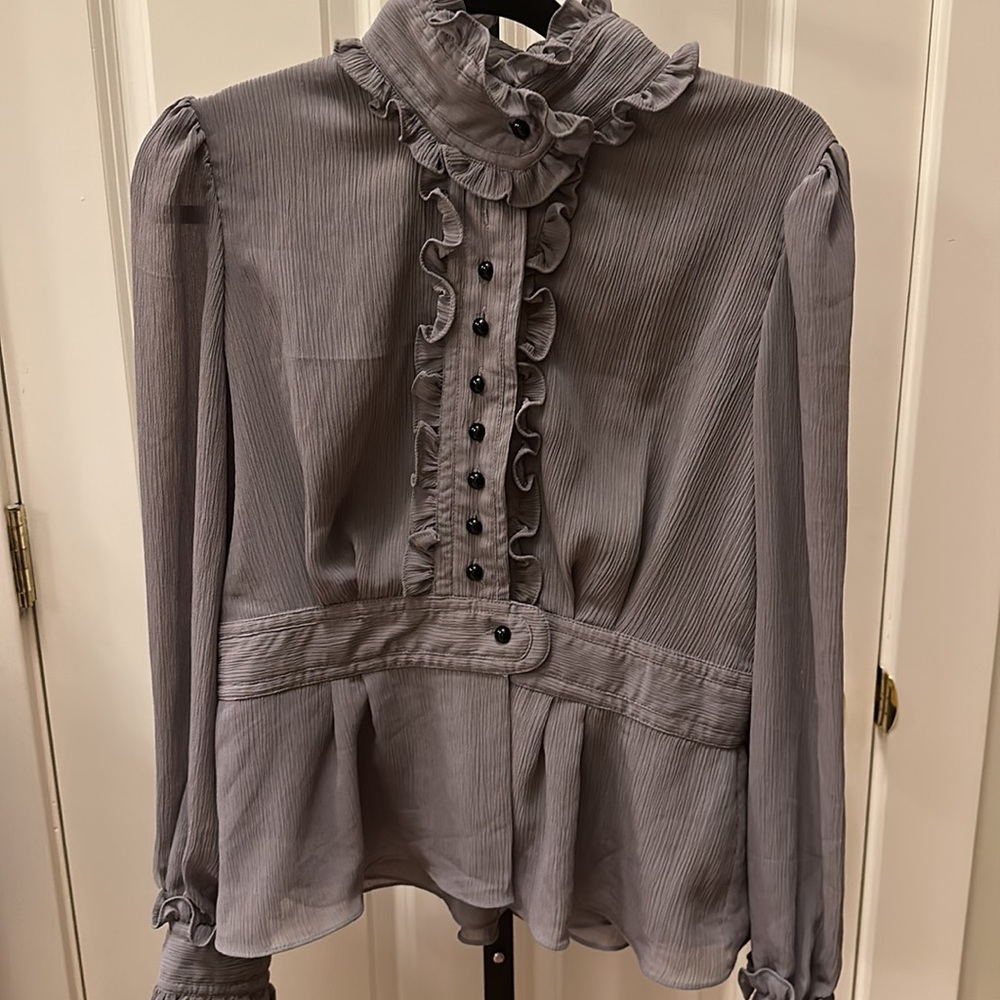 Alice Temperley for Target women’s Ruffled Victorian Gray Buttoned Blouse - Picture 8 of 17